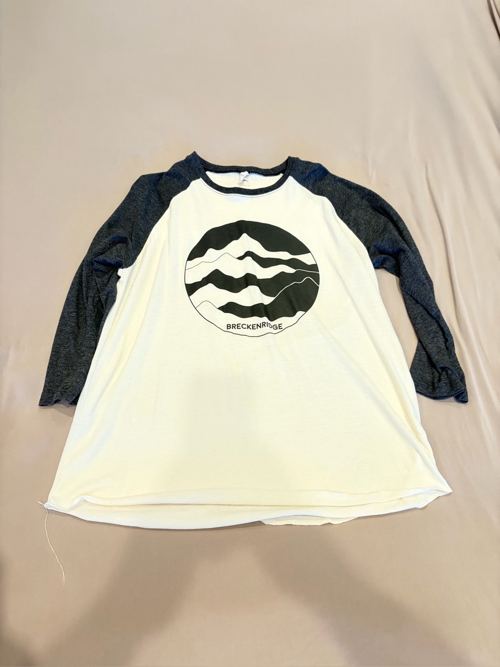 Breckenridge Graphic Raglan Shirt – Men’s Large – White/Charcoal